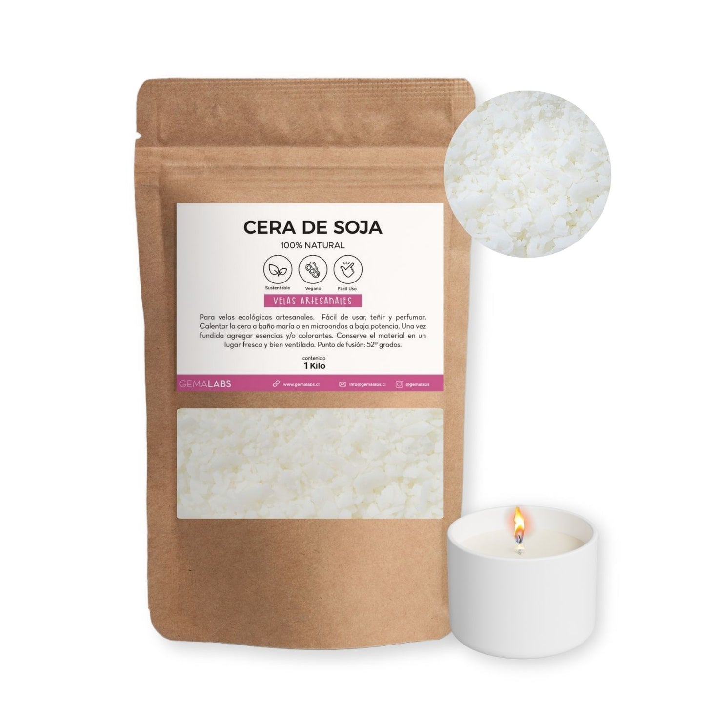 NUEVO! Cera de Soya para Velas 1 Kilo