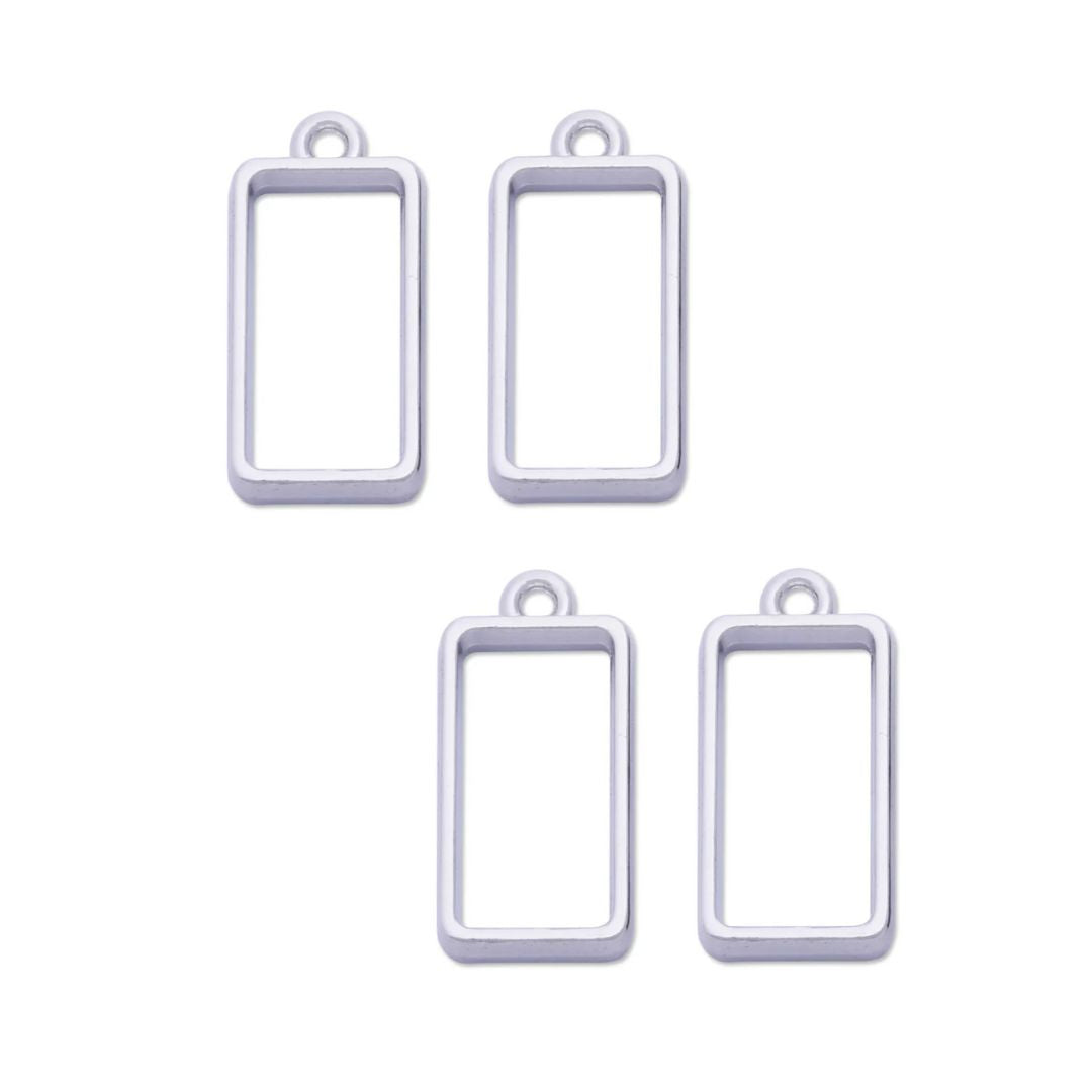 Bases de Colgante Rectangular Plateado, 10 uds.