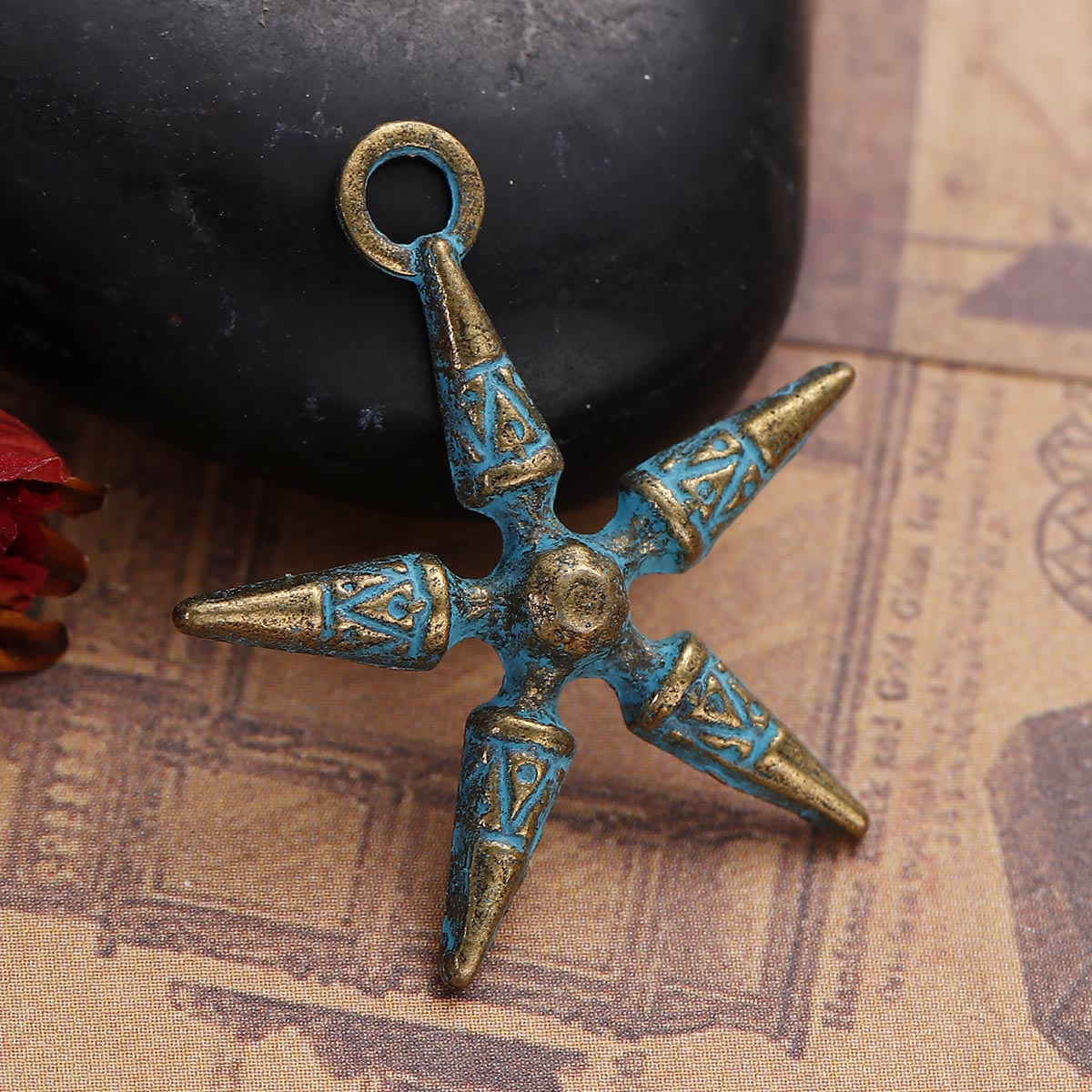 Colgante estrella boho con patina (pack 5 unidades)