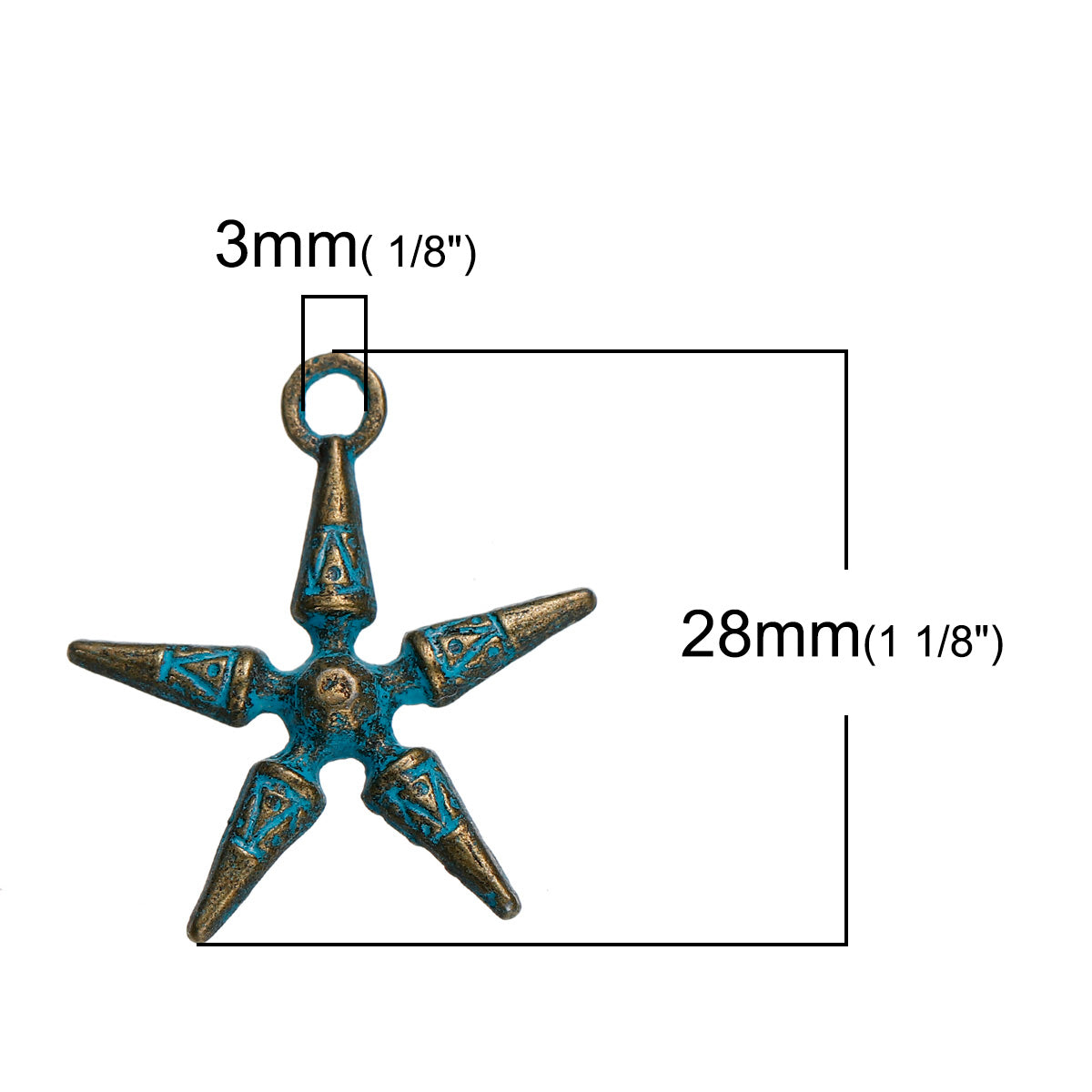 Colgante estrella boho con patina (pack 5 unidades)