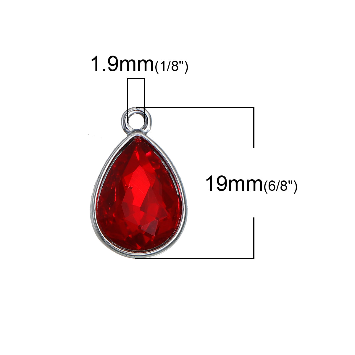 colgante de vidrio gota 5 unidades rojo