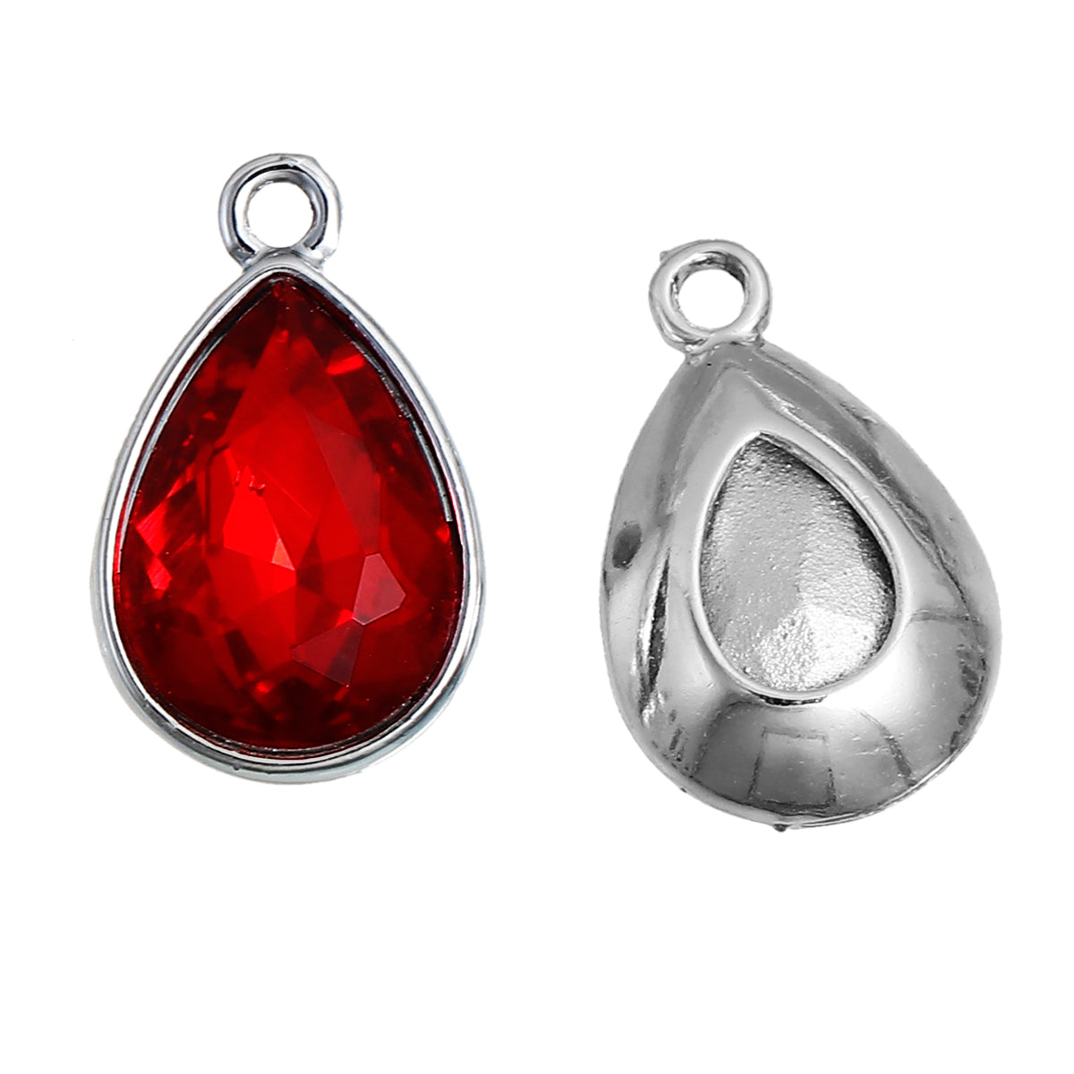 colgante de vidrio gota 5 unidades rojo