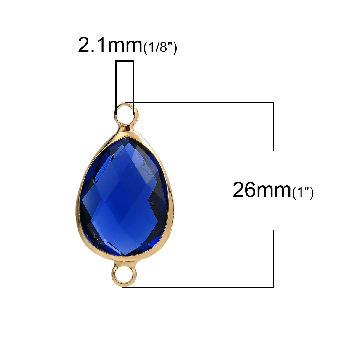 colgante de vidrio gota 5 unidades azul
