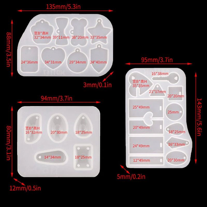 Pack 3 moldes de varias figuras