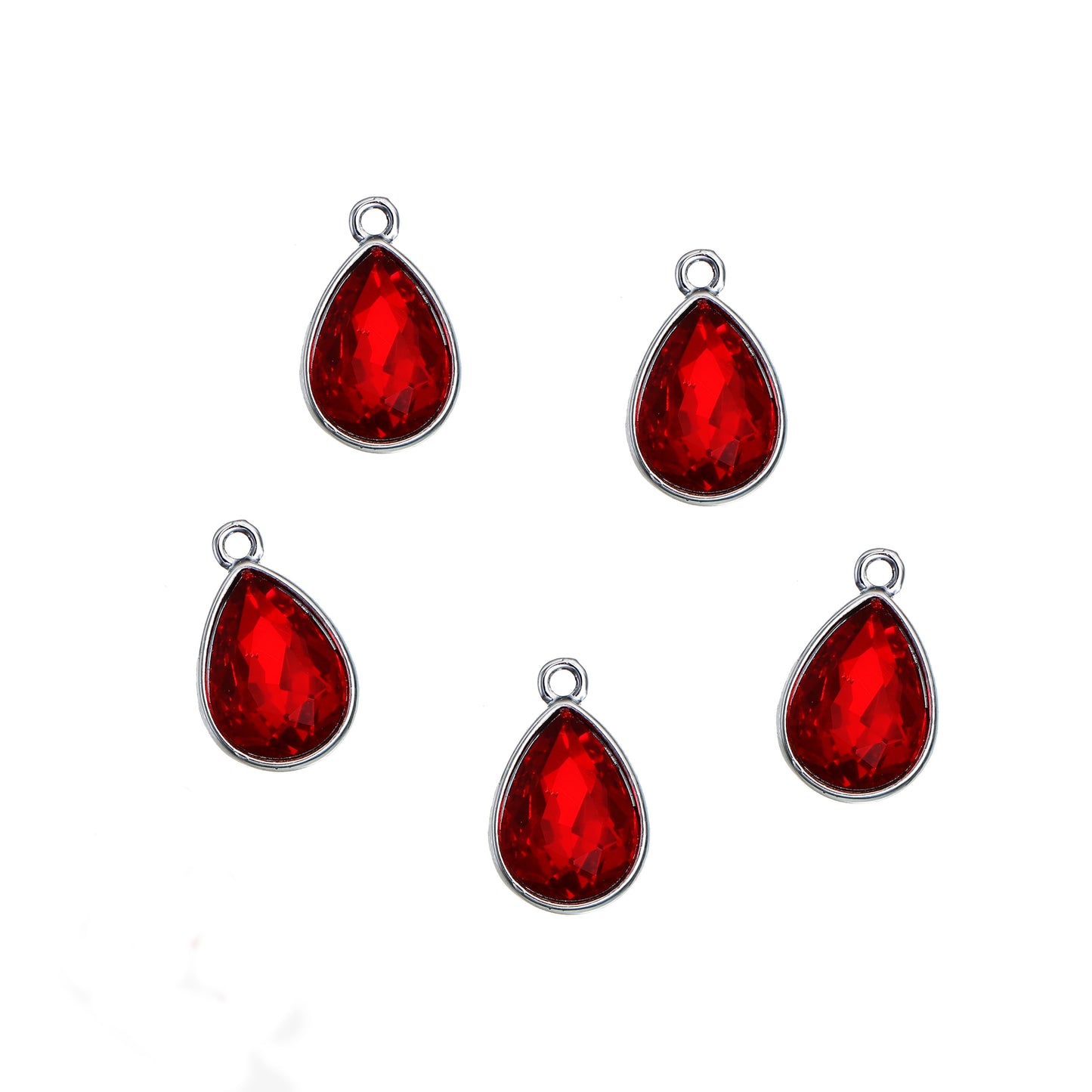 colgante de vidrio gota 5 unidades rojo