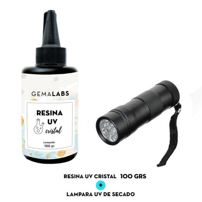 Kit Resina UV 100 grs. + Linterna Luz UV