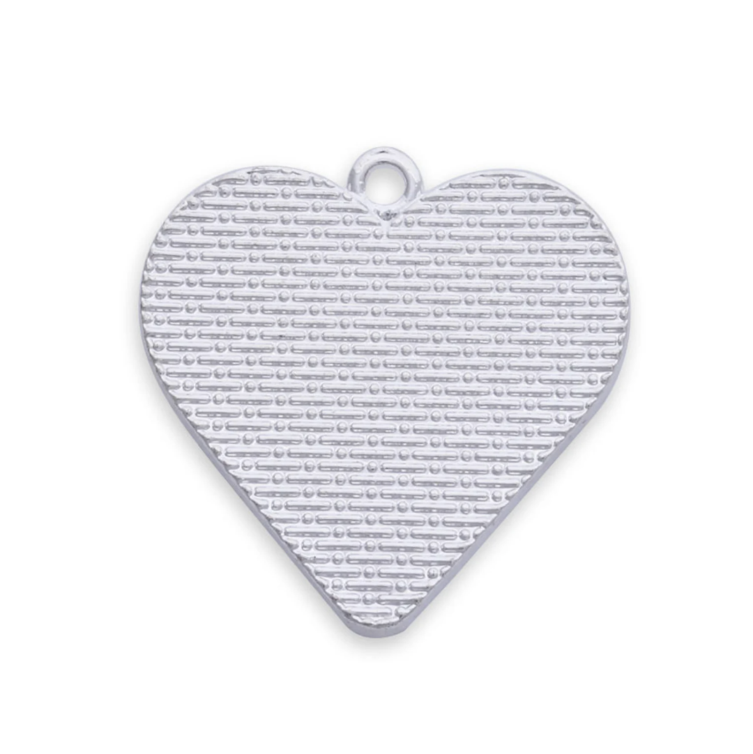 Bases de Corazón Plano Tono Plata 10 uds.